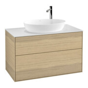 V&B Waschtischunterschrank Wandbeleuchtung Finion 100x60,3cm, Abd.-Pl. wh. m, Oak Veneer