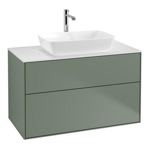 V&B Waschtischunterschrank Wandbeleuchtung Finion 100x60,3cm, Abd.-Pl. wh. m, Oli. m Lac
