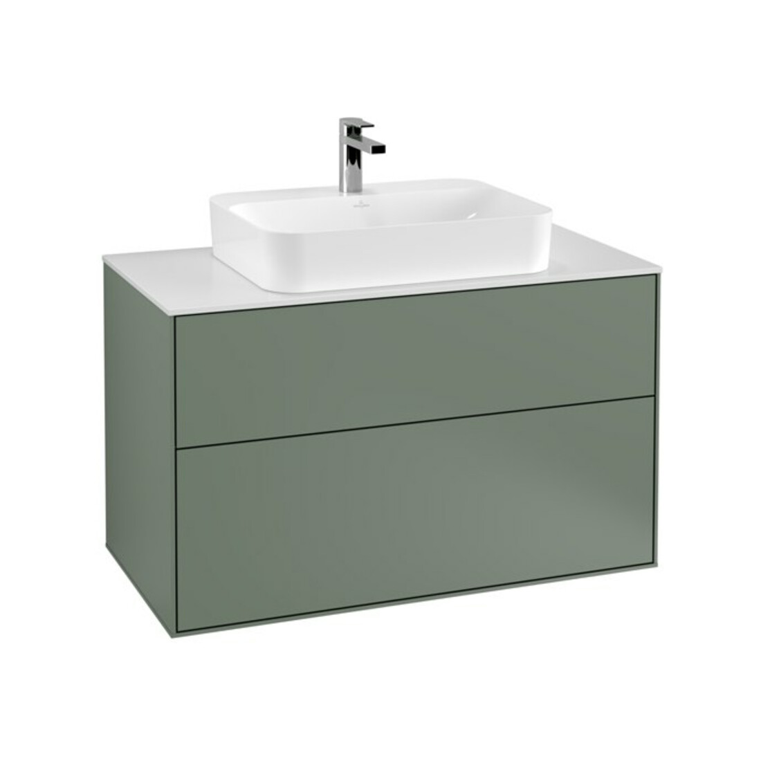 V&B Waschtischunterschrank Wandbeleuchtung Finion 100x60,3cm, Abd.-Pl. wh. m, Oli. m Lac