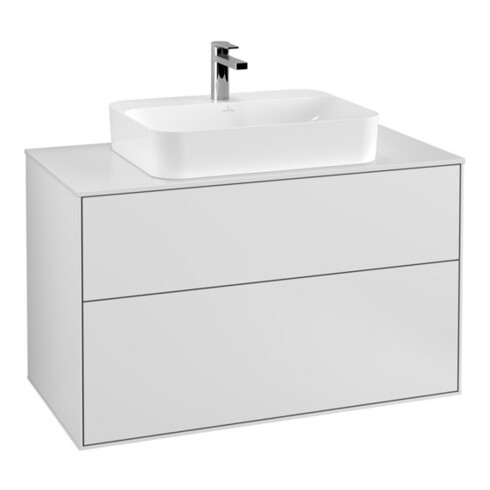 V&B Waschtischunterschrank Wandbeleuchtung Finion 100x60,3cm, Abd.-Pl. wh. m, wh. m Lac