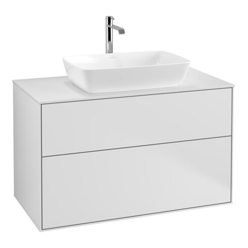 V&B Waschtischunterschrank Wandbeleuchtung Finion 100x60,3cm, Abd.-Pl. wh. m, wh. m Lac