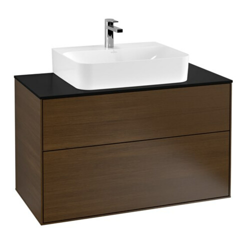 V&B Waschtischunterschrank Wandbeleuchtung Finion 100x60,3x50,1cm, Abd.-Pl. bla m, wal ven