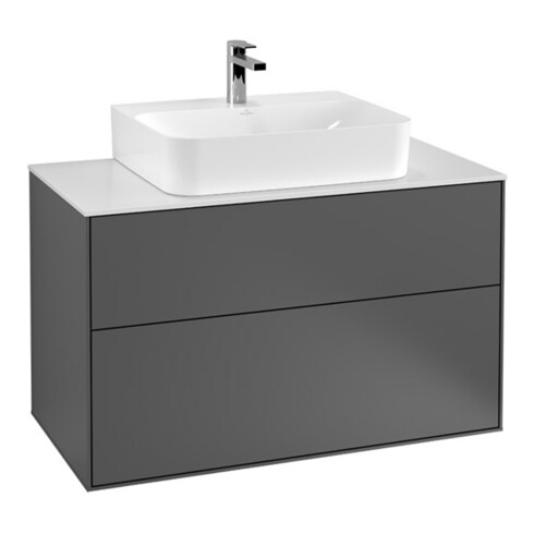 V&B Waschtischunterschrank Wandbeleuchtung Finion 100x60,3x50,1cm, Pl bla m, si Gr m Lac
