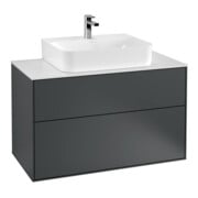 V&B Waschtischunterschrank Wandbeleuchtung Finion 100x60,3x50,1cm, Pl wh. m, md bl. m Lac