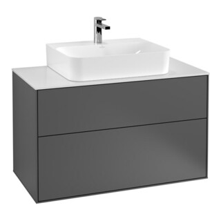 V&B Waschtischunterschrank Wandbeleuchtung Finion 100x60,3x50,1cm, Pl wh. m, si Gr m Lac