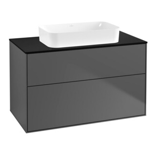 V&B Waschtischunterschrank Wandbeleuchtung Finion 100x60,3x50,1mm, Gl. bla m, Anthrac. m