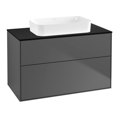V&B Waschtischunterschrank Wandbeleuchtung Finion 100x60,3x50,1mm, Gl. bla m, Anthrac. m