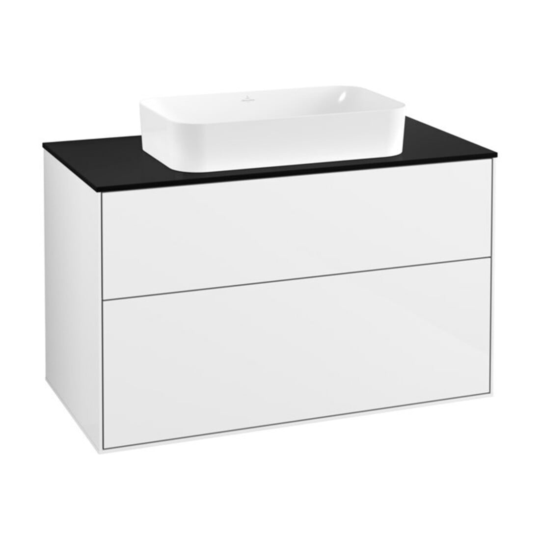 V&B Waschtischunterschrank Wandbeleuchtung Finion 100x60,3x50,1mm, Gl. bla m, glo wh. Lac