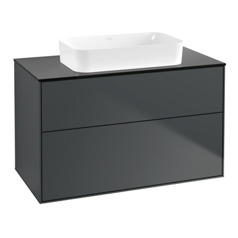 V&B Waschtischunterschrank Wandbeleuchtung Finion 100x60,3x50,1mm, Gl. bla m, md bl. m Lac