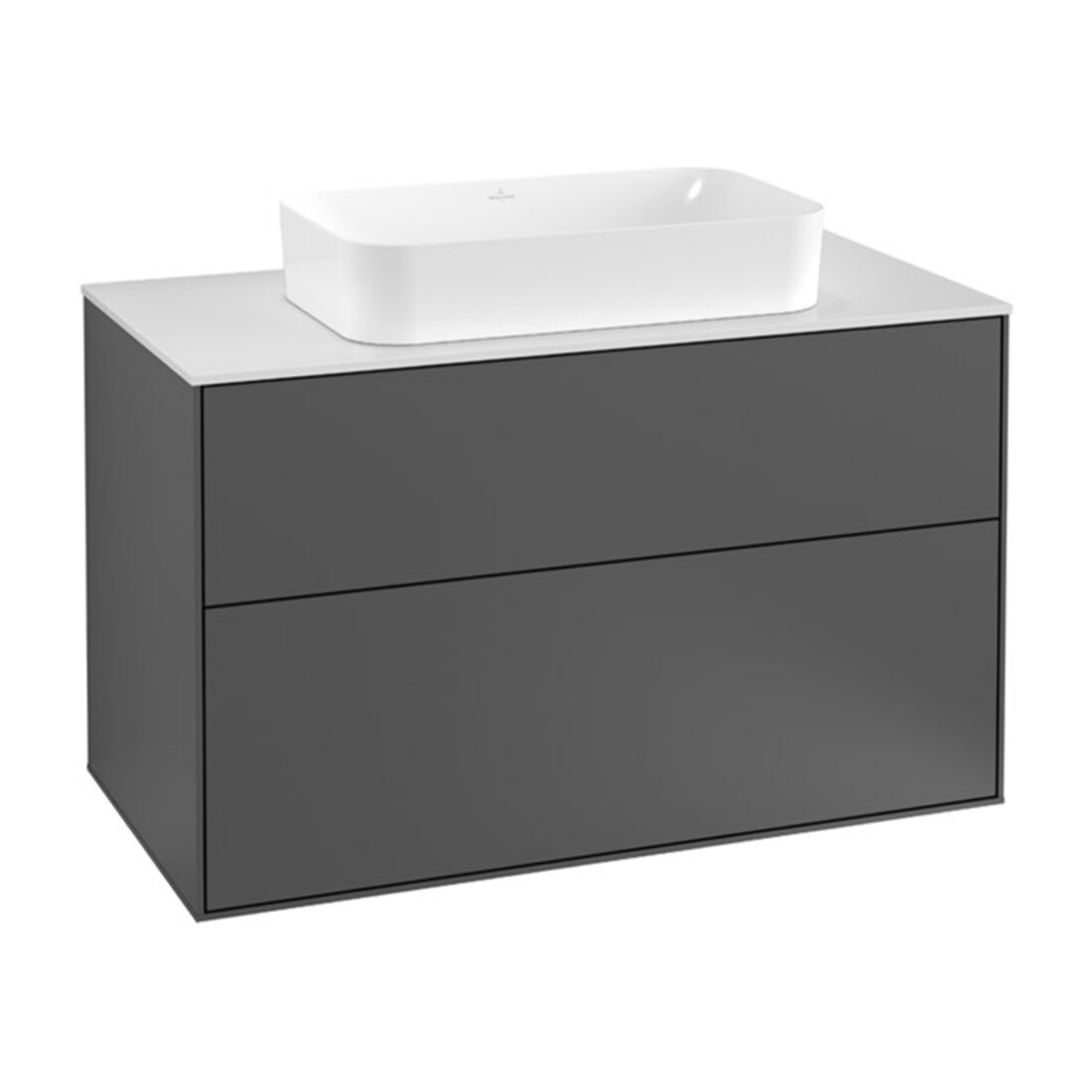 V&B Waschtischunterschrank Wandbeleuchtung Finion 100x60,3x50,1mm, Gl. bla m, si Gr m Lac