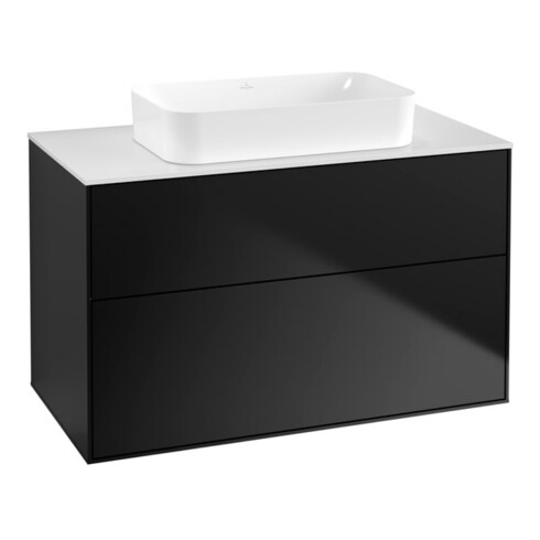 V&B Waschtischunterschrank Wandbeleuchtung Finion 100x60,3x50,1mm, Gl. wh. m, bla m Lac