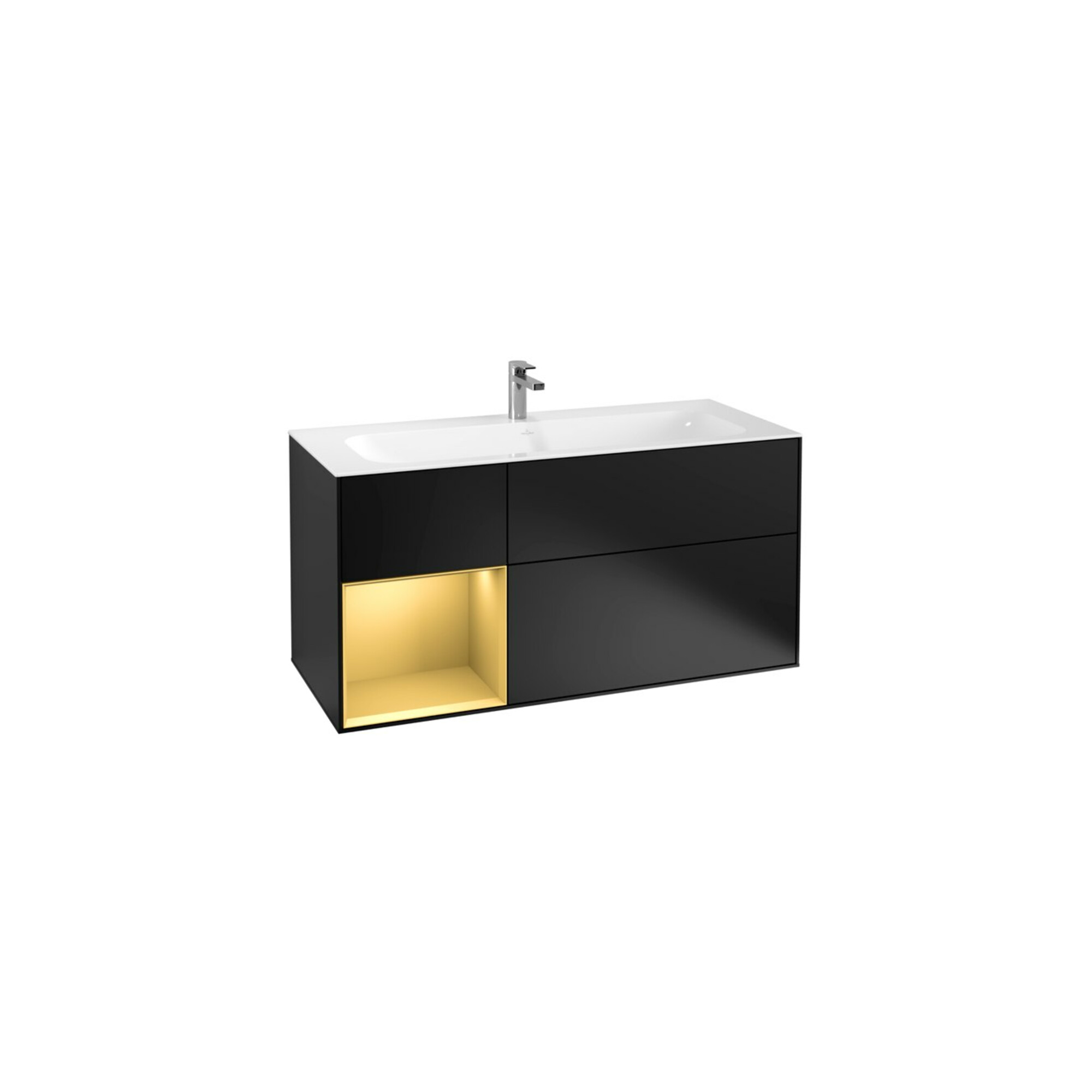 V&B Waschtischunterschrank Wandbeleuchtung Finion 119,6x59,1cm, Reg li gol m, bla m Lac ; Villeroy & Boch