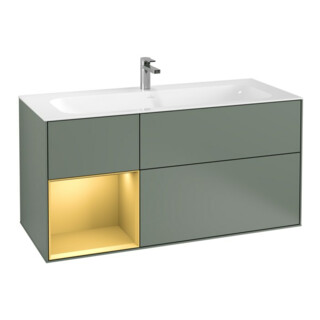V&B Waschtischunterschrank Wandbeleuchtung Finion 119,6x59,1cm, Reg li gol m, Oli. m Lac