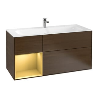 V&B Waschtischunterschrank Wandbeleuchtung Finion 119,6x59,1cm, Reg li gol m, wal veneer