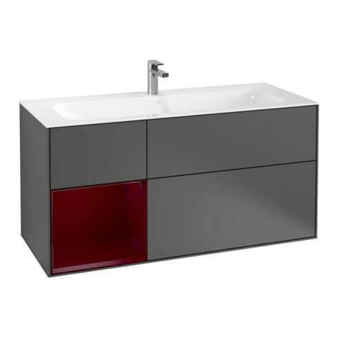 V&B Waschtischunterschrank Wandbeleuchtung Finion 119,6x59,1cm, Reg li Peo, Anthrac. matt