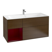 V&B Waschtischunterschrank Wandbeleuchtung Finion 119,6x59,1cm, Reg li Peo, Walnut veneer