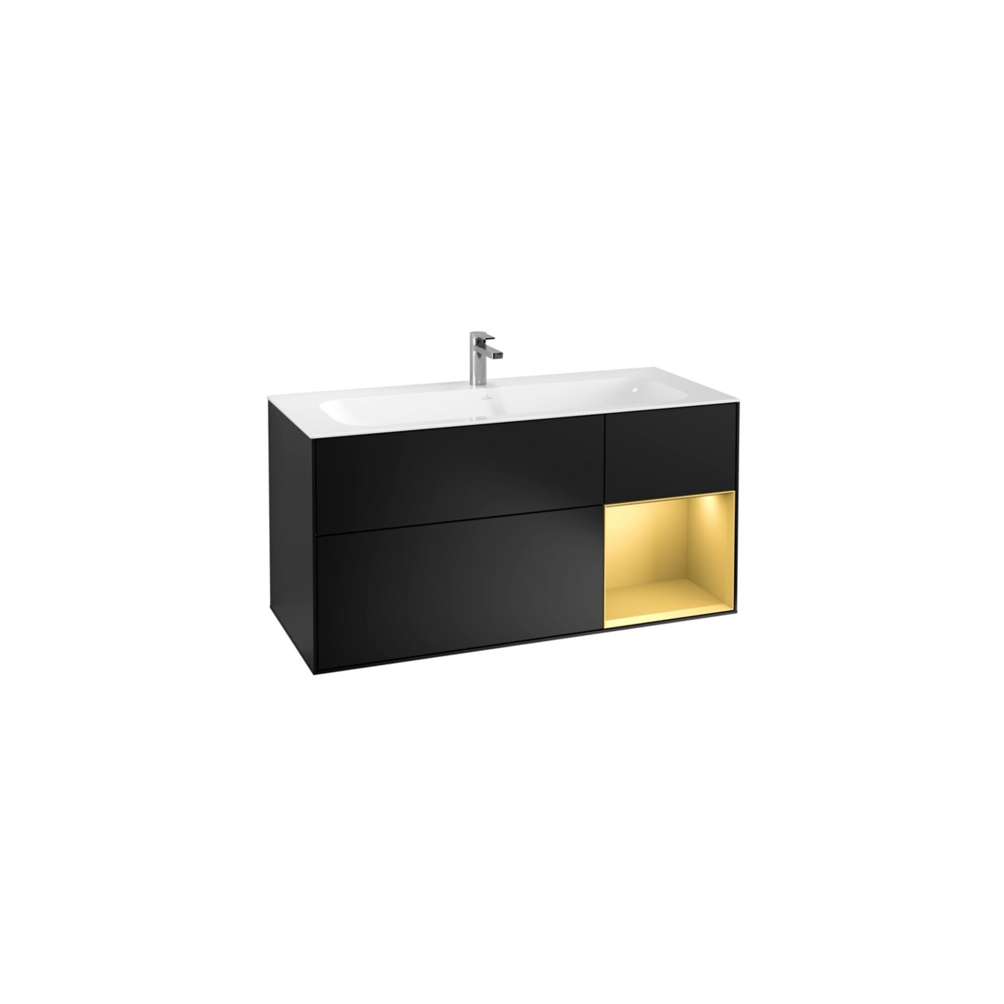 V&B Waschtischunterschrank Wandbeleuchtung Finion 119,6x59,1cm, Reg re gol m, bla m Lac ; Villeroy & Boch