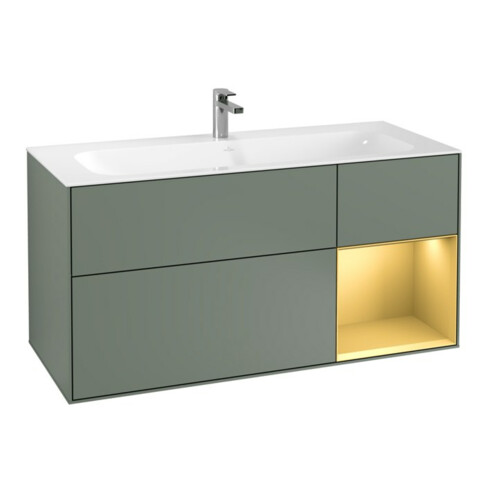 V&B Waschtischunterschrank Wandbeleuchtung Finion 119,6x59,1cm, Reg re gol m, Oli. m Lac