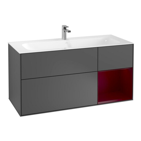 V&B Waschtischunterschrank Wandbeleuchtung Finion 119,6x59,1cm, Reg re Peo, Anthrac. matt