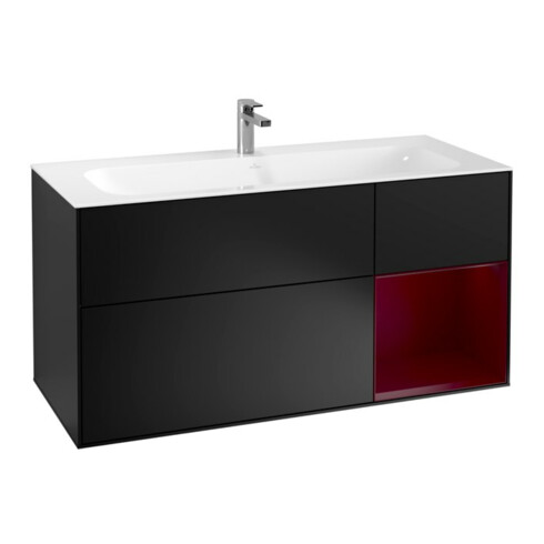 V&B Waschtischunterschrank Wandbeleuchtung Finion 119,6x59,1cm, Reg re Peo, bla m lacquer