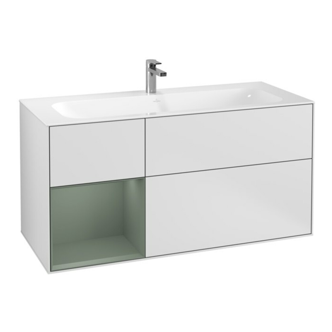 V&B Waschtischunterschrank Wandbeleuchtung Finion 119,6x59,1cm, Rg l Oli. m Lac, wh. m Lac