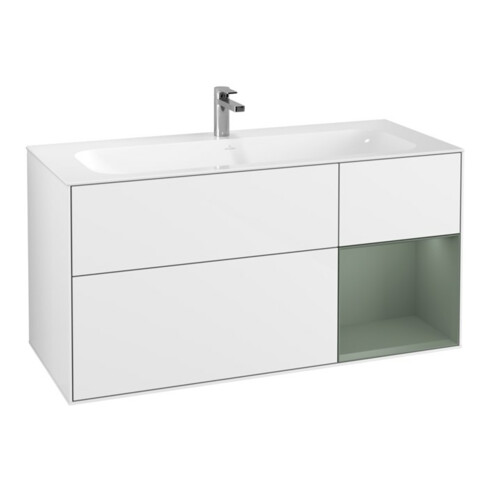 V&B Waschtischunterschrank Wandbeleuchtung Finion 119,6x59,1cm, Rg r Ol m Lac, glo wh. Lac