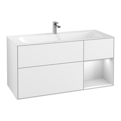 V&B Waschtischunterschrank Wandbeleuchtung Finion 119,6x59,1cm, Rg r w m Lac, glo wh. Lac