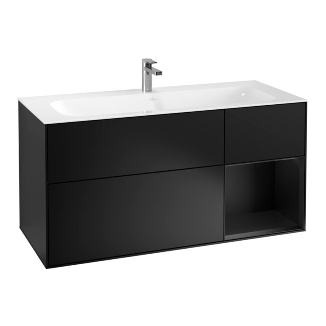V&B Waschtischunterschrank Wandbeleuchtung Finion 119,6x59,1cm, Rg re bla m Lac, bla m Lac