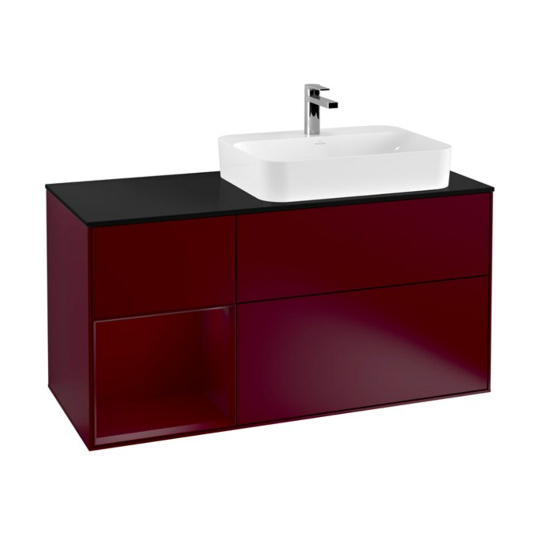 V&B Waschtischunterschrank Wandbeleuchtung Finion 120cm, Abd.-Pl. bla m, Reg li Peo, Peo m