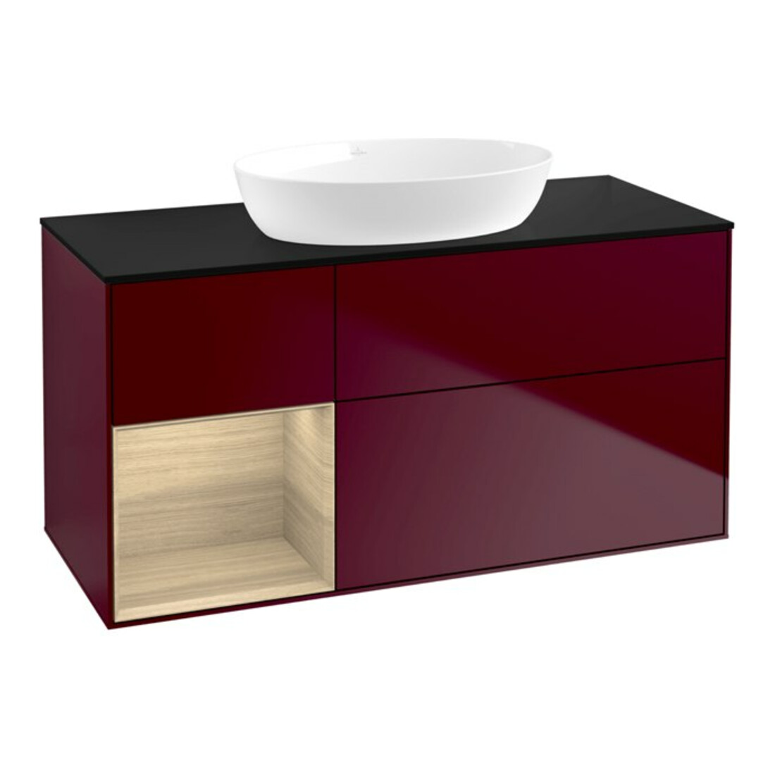 V&B Waschtischunterschrank Wandbeleuchtung Finion 120cm, Abd.-Pl. bla m, Reg Oa ven, Peo m