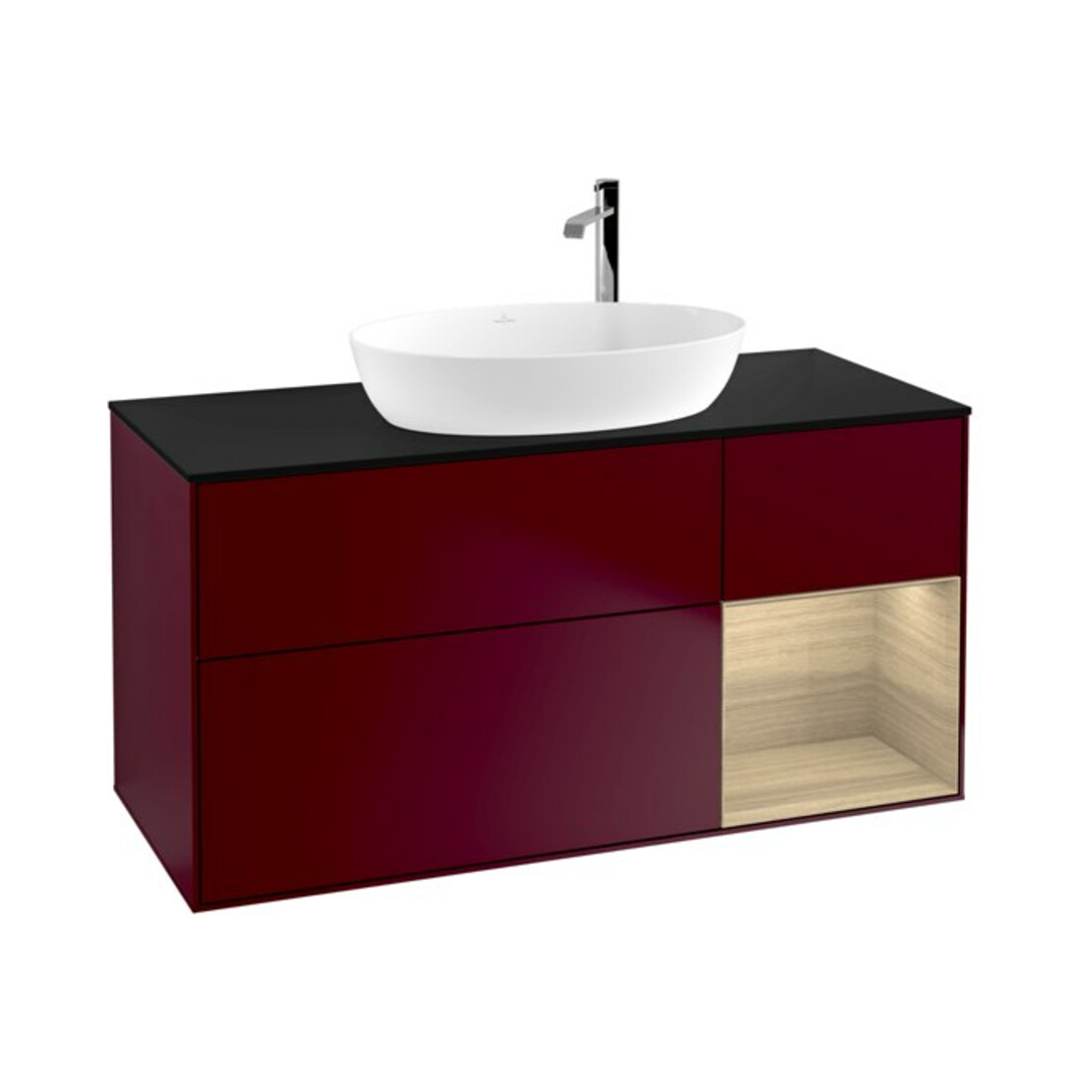 V&B Waschtischunterschrank Wandbeleuchtung Finion 120cm, Abd.-Pl. bla m, Reg Oa ven, Peo m
