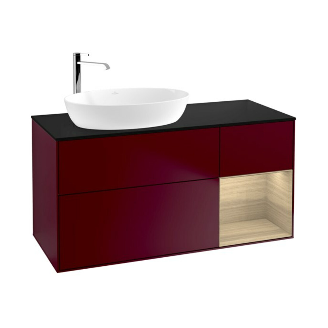 V&B Waschtischunterschrank Wandbeleuchtung Finion 120cm, Abd.-Pl. bla m, Reg Oa ven, Peo m