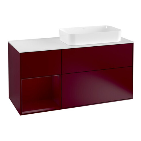 V&B Waschtischunterschrank Wandbeleuchtung Finion 120cm, Abd.-Pl. wh. m, Reg li Peo, Peo m