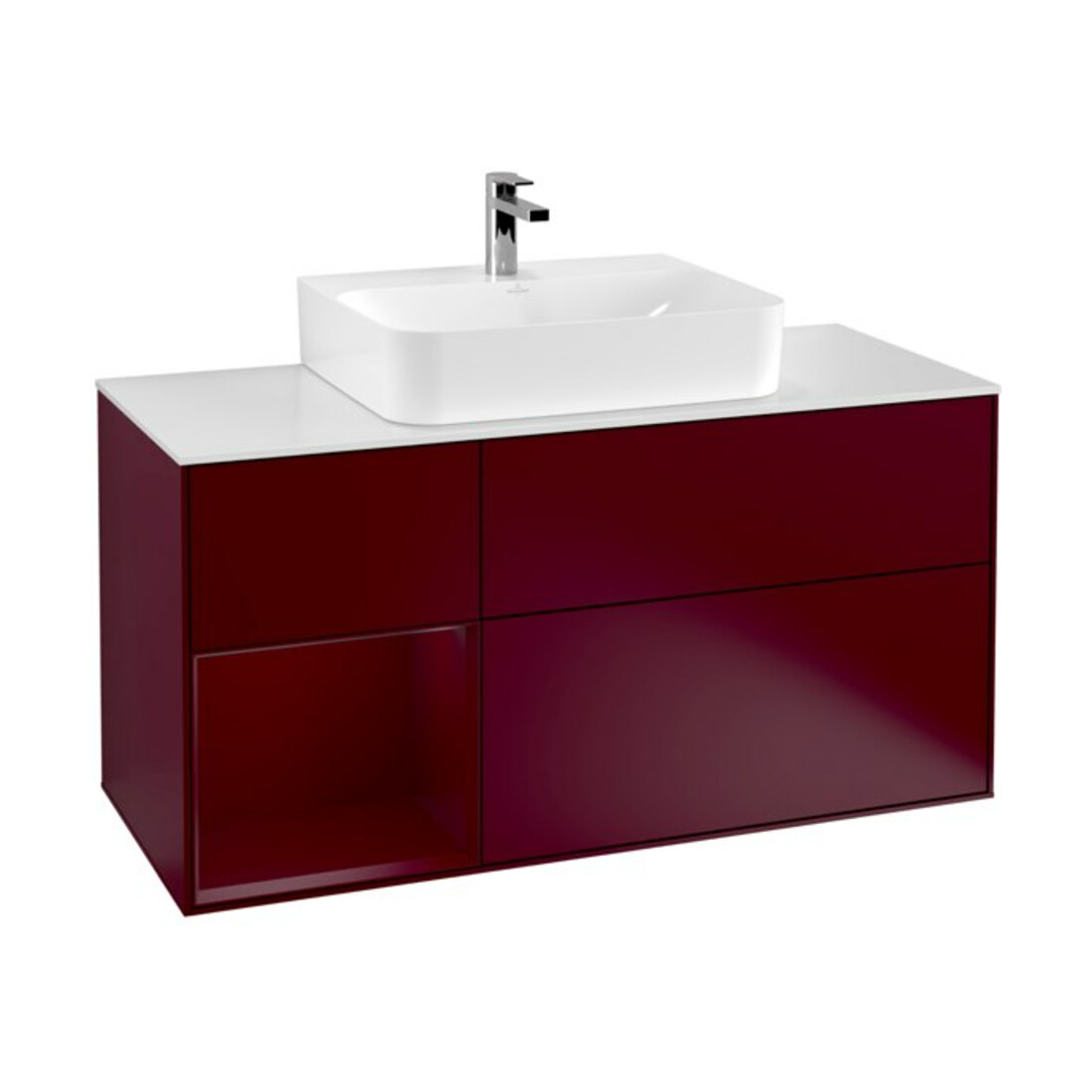 V&B Waschtischunterschrank Wandbeleuchtung Finion 120cm, Abd.-Pl. wh. m, Reg li Peo, Peo m