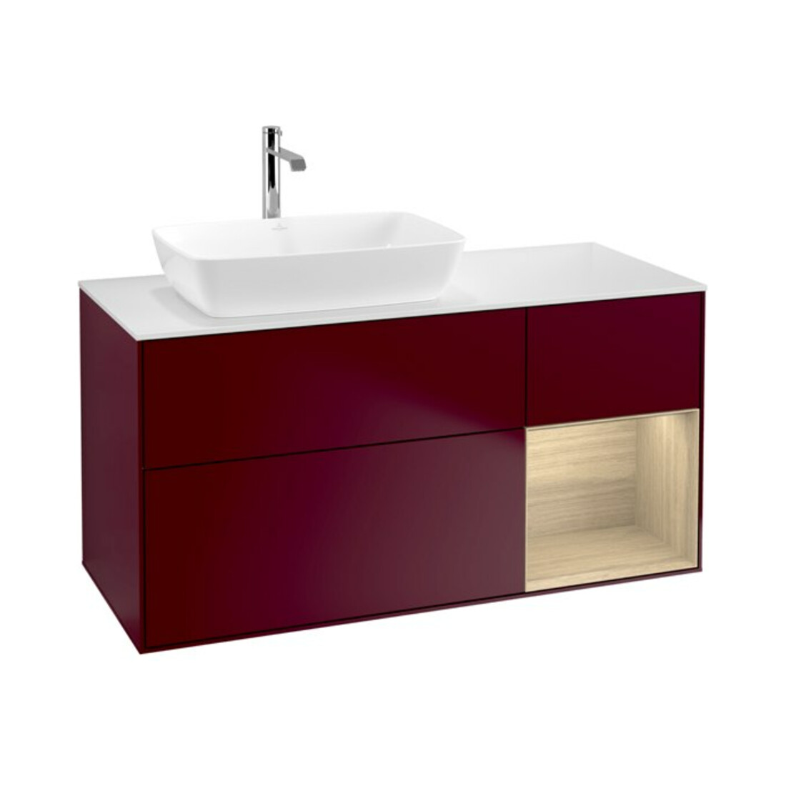 V&B Waschtischunterschrank Wandbeleuchtung Finion 120cm, Abd.-Pl. wh. m, Reg Oa ven, Peo m