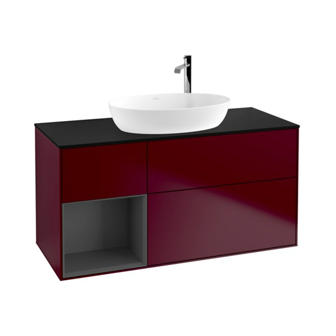 V&B Waschtischunterschrank Wandbeleuchtung Finion 120cm, Pl b m, Reg Anthrac. m Lac, Peo m