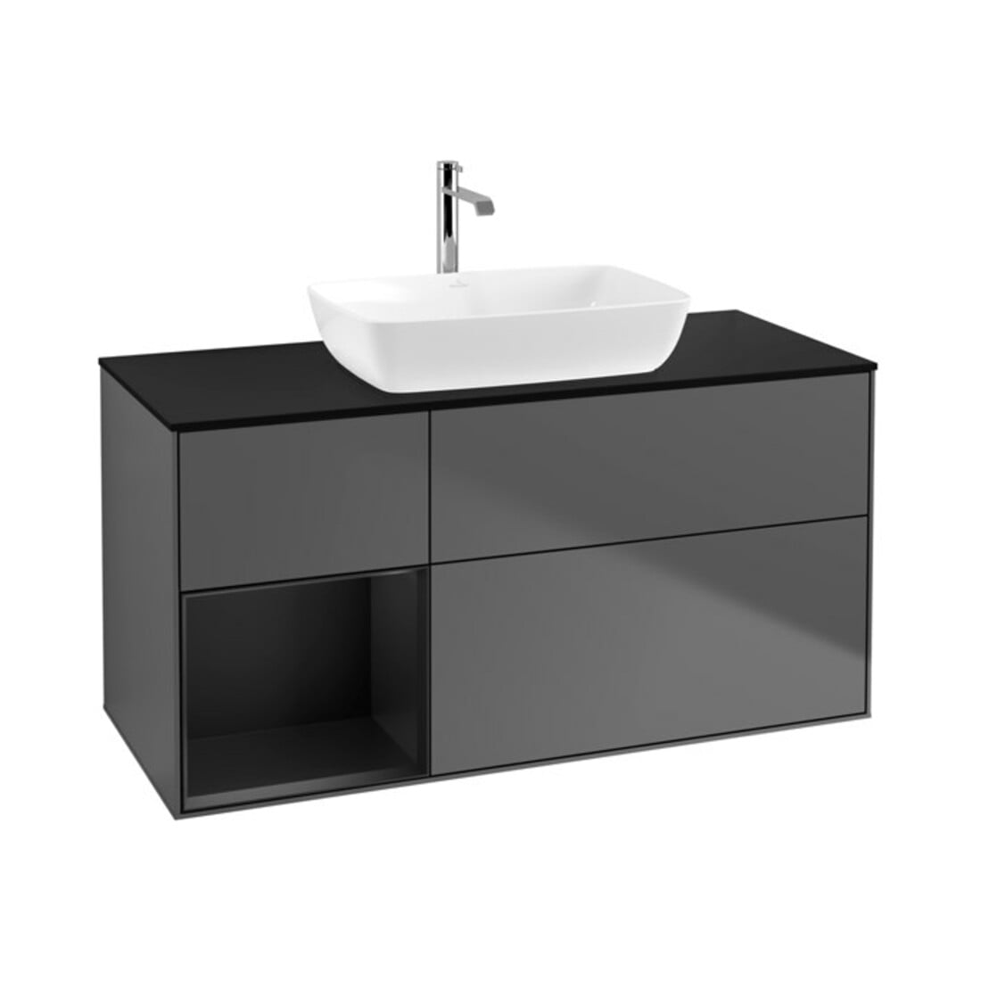 V&B Waschtischunterschrank Wandbeleuchtung Finion 120cm, Pl b m, Reg bla m Lac, Anthrac. m
