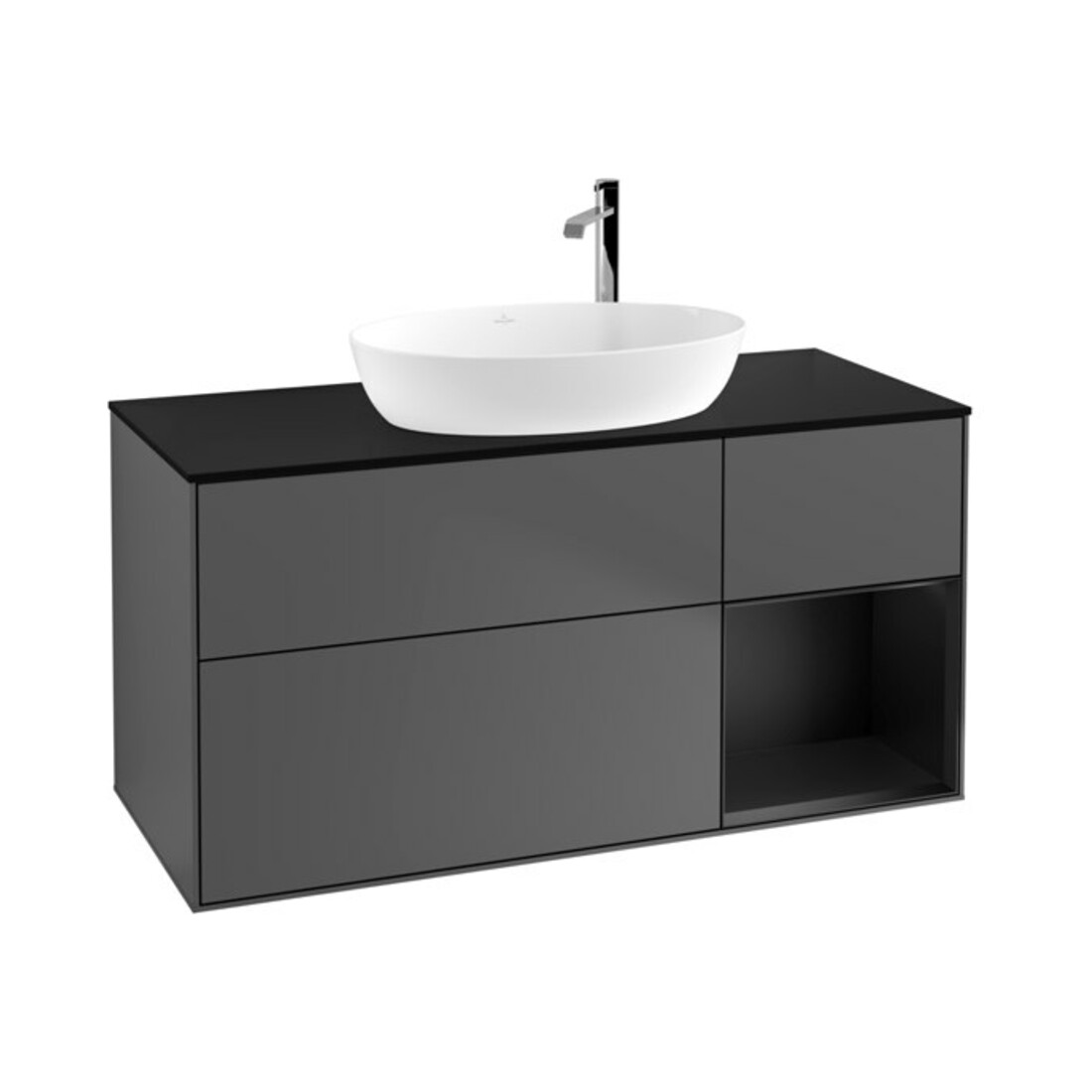 V&B Waschtischunterschrank Wandbeleuchtung Finion 120cm, Pl b m, Reg bla m Lac, Anthrac. m