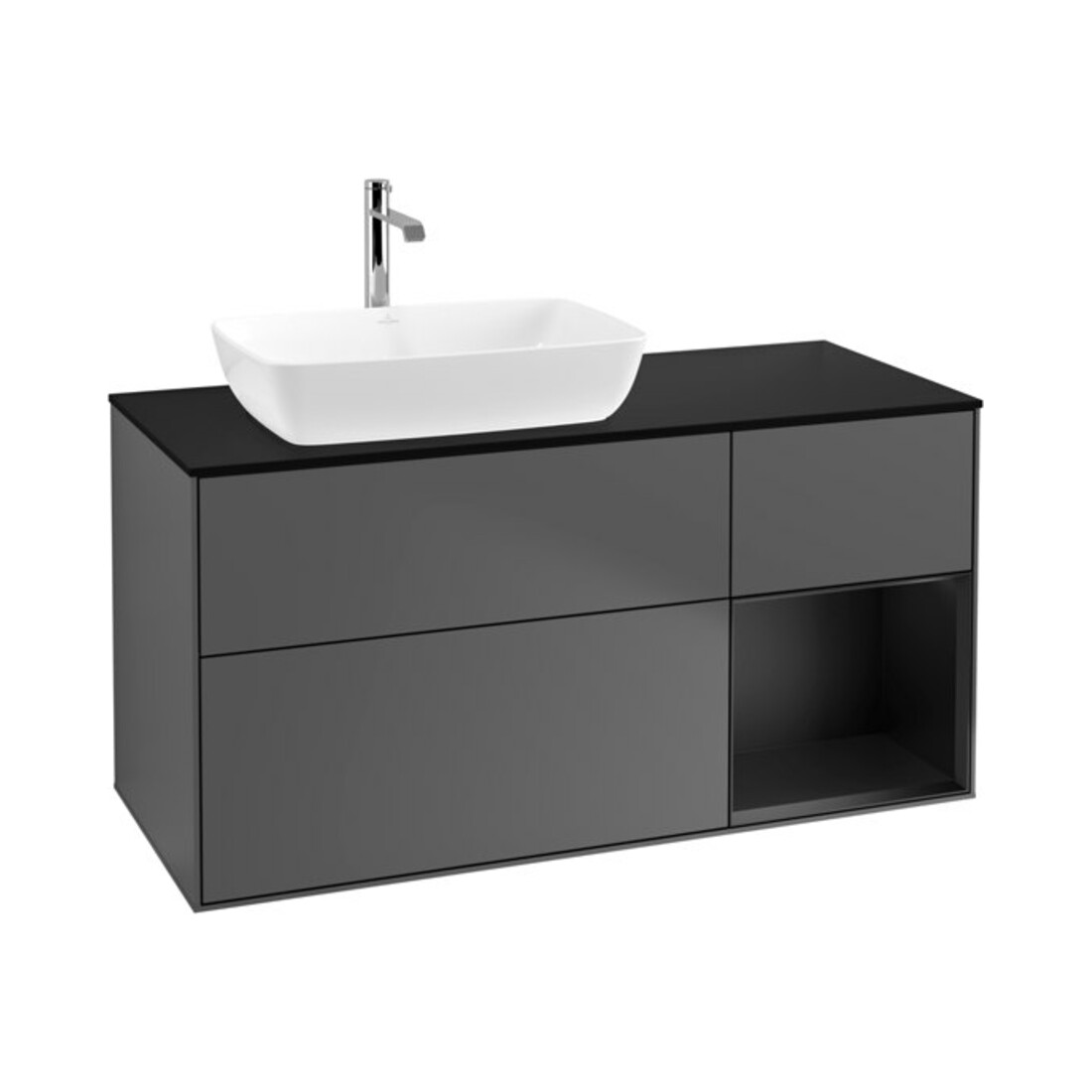 V&B Waschtischunterschrank Wandbeleuchtung Finion 120cm, Pl b m, Reg bla m Lac, Anthrac. m