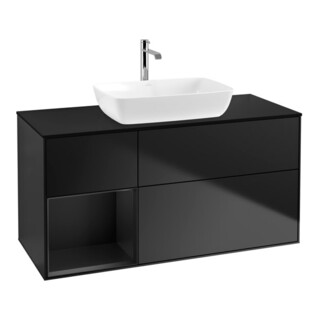 V&B Waschtischunterschrank Wandbeleuchtung Finion 120cm, Pl b m, Reg bla m Lac, bla m Lac