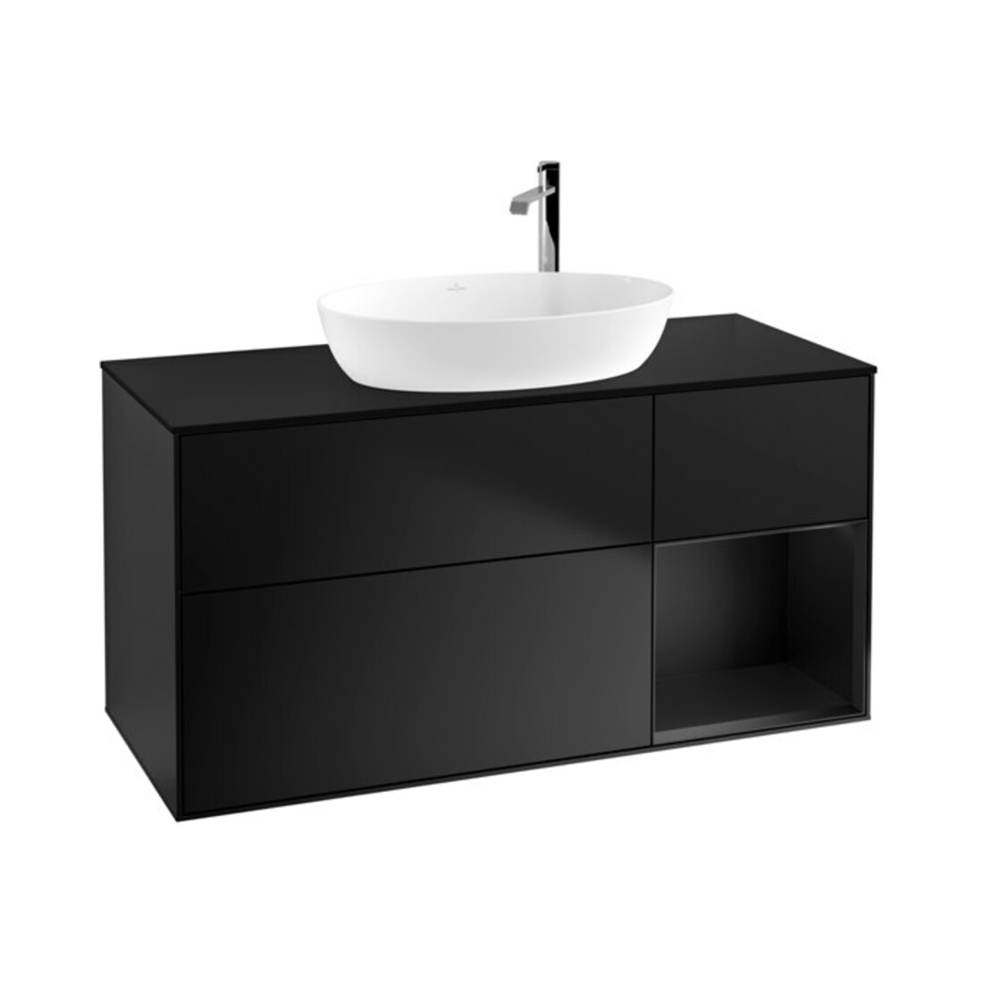 V&B Waschtischunterschrank Wandbeleuchtung Finion 120cm, Pl b m, Reg bla m Lac, bla m Lac