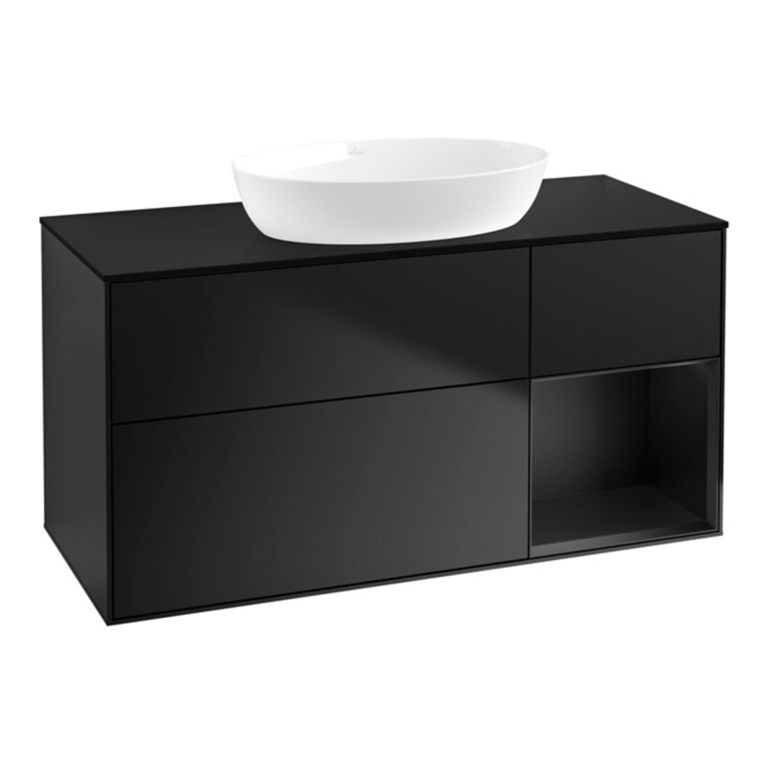 V&B Waschtischunterschrank Wandbeleuchtung Finion 120cm, Pl b m, Reg bla m Lac, bla m Lac