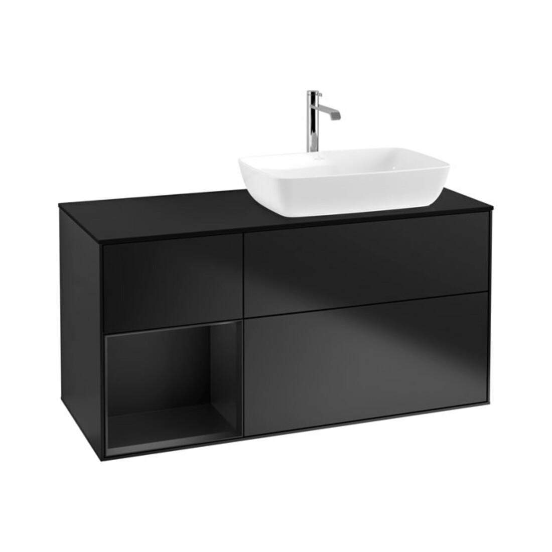 V&B Waschtischunterschrank Wandbeleuchtung Finion 120cm, Pl b m, Reg bla m Lac, bla m Lac
