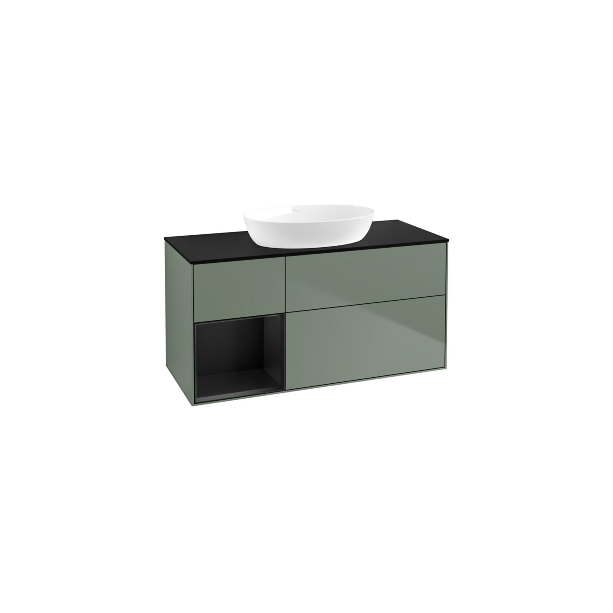 V&B Waschtischunterschrank Wandbeleuchtung Finion 120cm, Pl b m, Reg bla m Lac, Oli. m Lac ; Villeroy & Boch