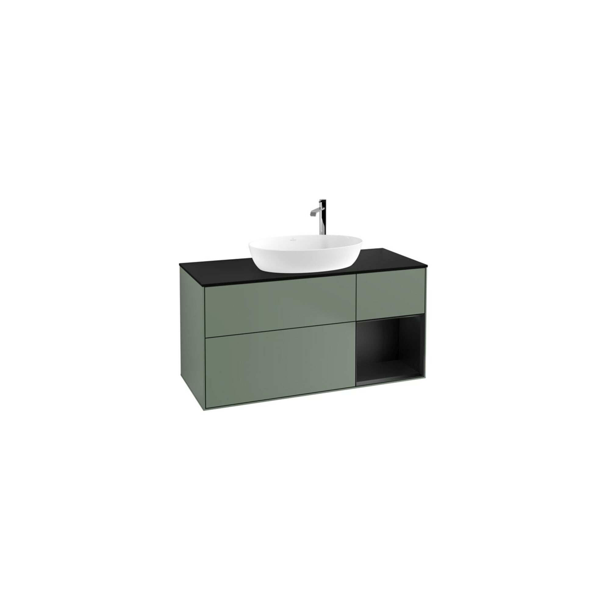 V&B Waschtischunterschrank Wandbeleuchtung Finion 120cm, Pl b m, Reg bla m Lac, Oli. m Lac ; Villeroy & Boch