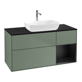 V&B Waschtischunterschrank Wandbeleuchtung Finion 120cm, Pl b m, Reg bla m Lac, Oli. m Lac