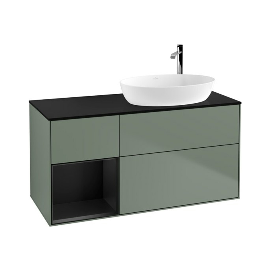 V&B Waschtischunterschrank Wandbeleuchtung Finion 120cm, Pl b m, Reg bla m Lac, Oli. m Lac