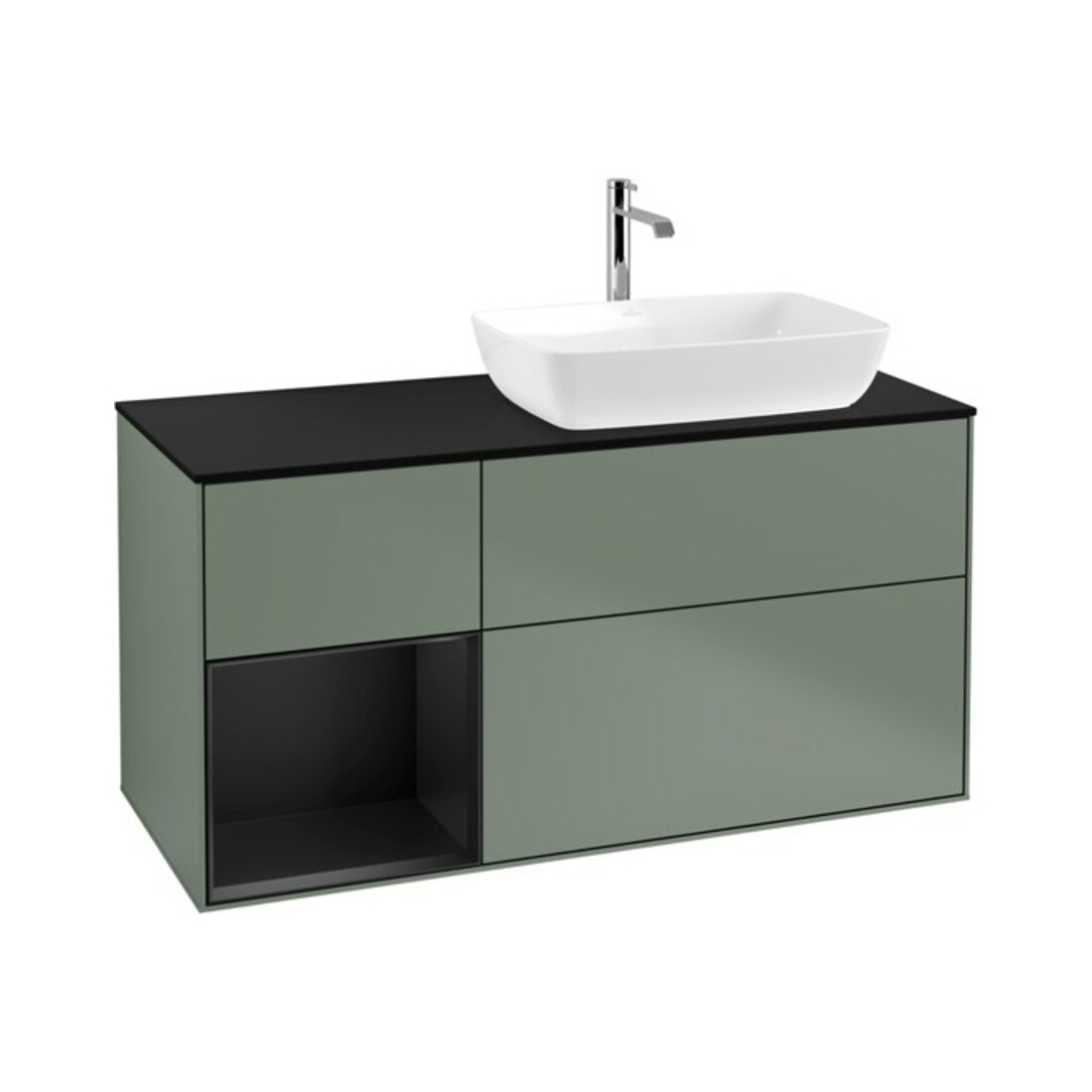 V&B Waschtischunterschrank Wandbeleuchtung Finion 120cm, Pl b m, Reg bla m Lac, Oli. m Lac
