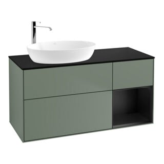 V&B Waschtischunterschrank Wandbeleuchtung Finion 120cm, Pl b m, Reg bla m Lac, Oli. m Lac