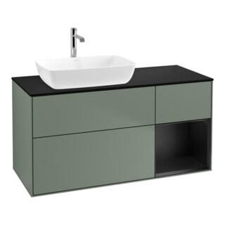 V&B Waschtischunterschrank Wandbeleuchtung Finion 120cm, Pl b m, Reg bla m Lac, Oli. m Lac